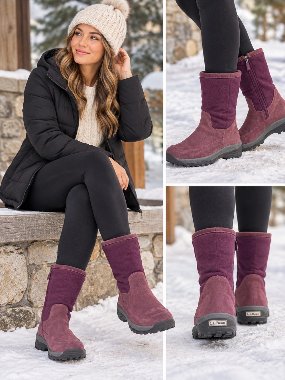 L.L.Bean Women's 8M Suede
Winter Boots Burgundy Purple
Warm Outdoor Boots